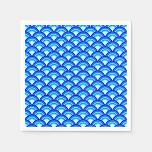 Art Deco wave pattern - cobalt and sky blue Napkin