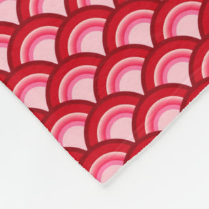 Art Deco wave pattern - coral red and pink Fleece Blanket