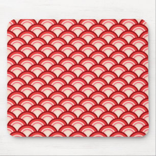 Art Deco wave pattern - coral red and pink Mouse Pad