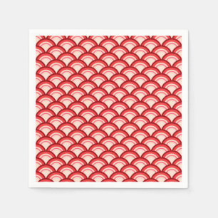 Art Deco wave pattern - coral red and pink Napkin