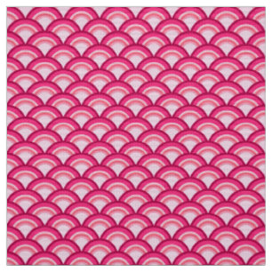 Art Deco wave pattern - fuchsia and coral Fabric