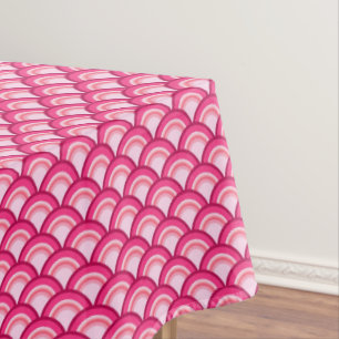 Art Deco wave pattern - fuchsia and coral Tablecloth