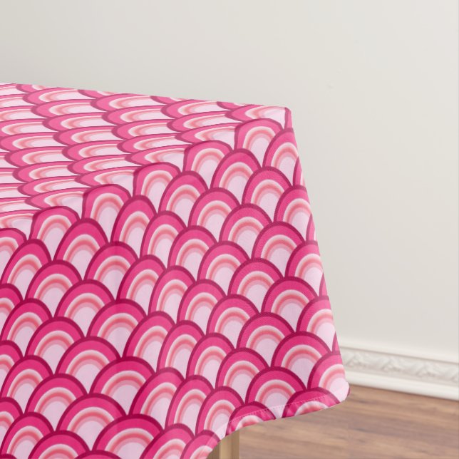 Art Deco wave pattern - fuchsia and coral Tablecloth (In Situ)