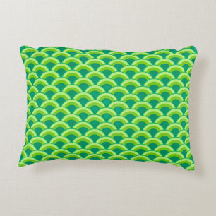 Art Deco wave pattern - jade green Accent Pillow