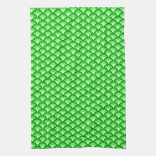 Art Deco wave pattern - jade green Kitchen Towel