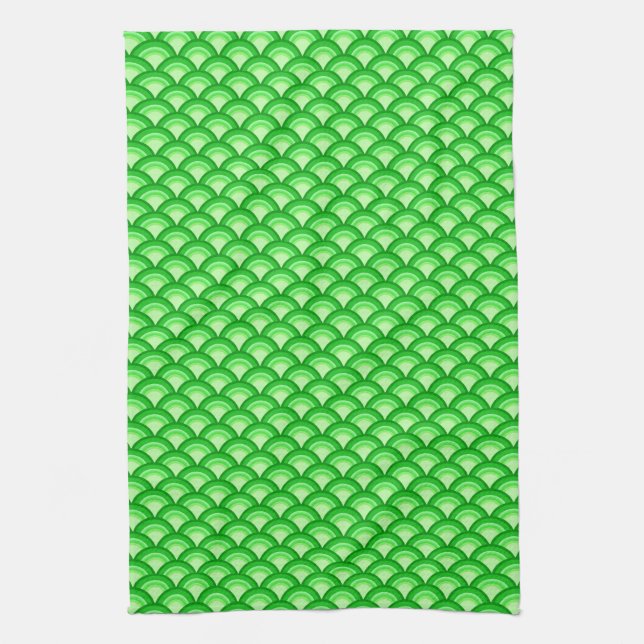 Art Deco wave pattern - jade green Kitchen Towel (Vertical)