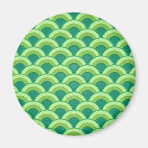 Art Deco wave pattern - jade green Magnet