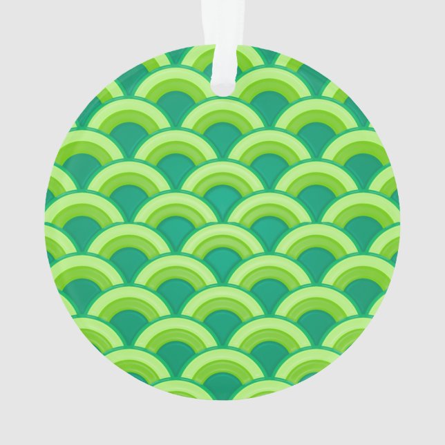 Art Deco wave pattern - jade green Ornament (Back)