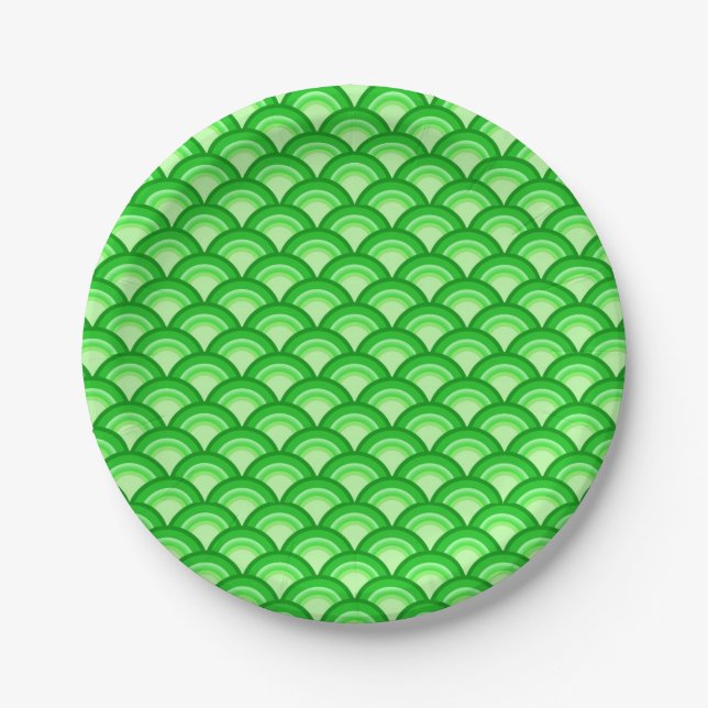 Art Deco wave pattern - jade green Paper Plate (Front)