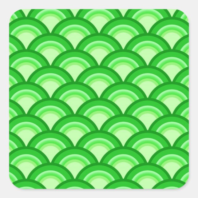 Art Deco wave pattern - jade green Square Sticker (Front)