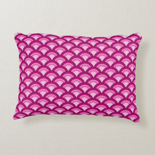 Art Deco wave pattern - magenta and pink Accent Pillow
