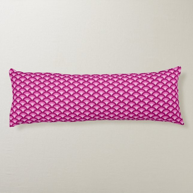 Art Deco wave pattern - magenta and pink Body Pillow (Back)