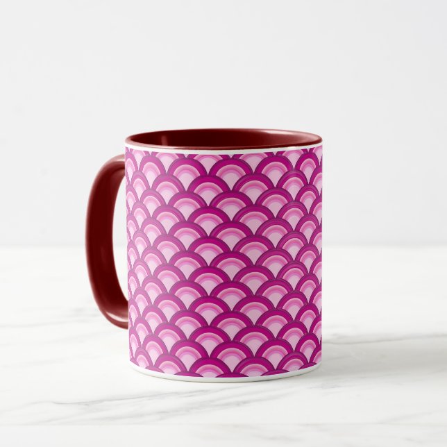 Art Deco wave pattern - magenta and pink Mug (Front Left)