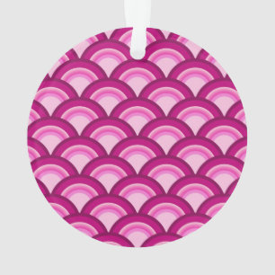 Art Deco wave pattern - magenta and pink Ornament