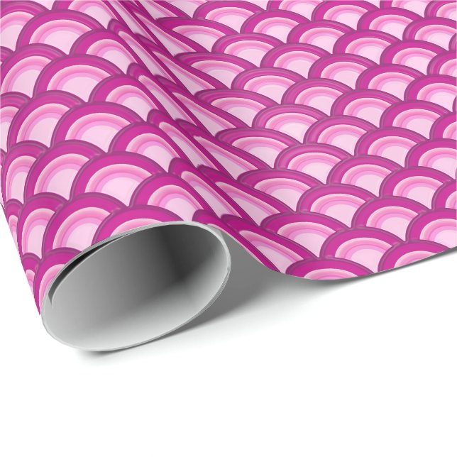 Art Deco wave pattern - magenta and pink Wrapping Paper (Roll Corner)