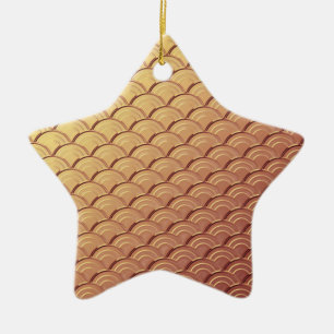 Art Deco wave pattern - metallic copper coloured Ceramic Ornament