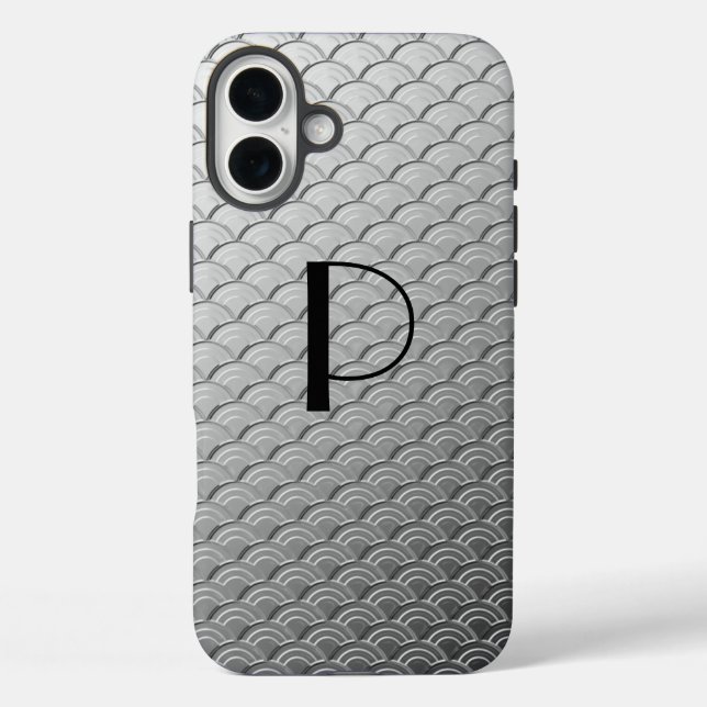 Art Deco wave pattern - metallic silver Case-Mate iPhone Case (Back)