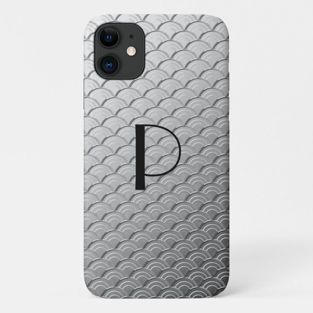 Art Deco wave pattern - metallic silver Case-Mate  iPhone Case (Back)