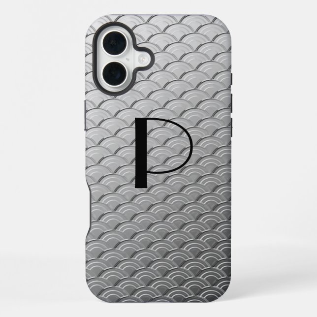 Art Deco wave pattern - metallic silver iPhone Case (Back)