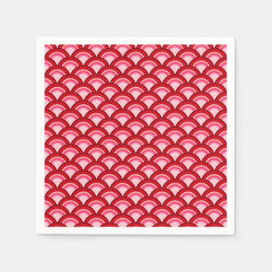 Art Deco wave pattern - red and fuchsia Napkin