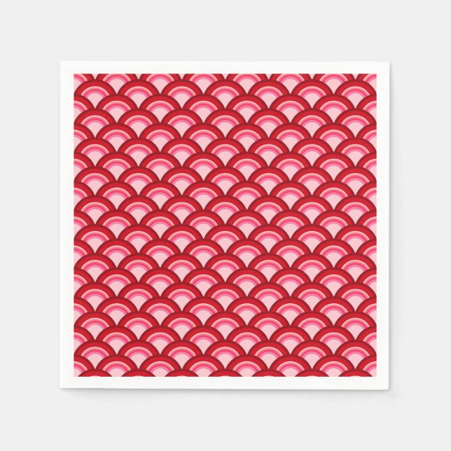 Art Deco wave pattern - red and fuchsia Napkin (Front)