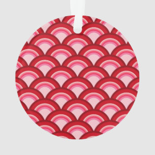 Art Deco wave pattern - red and fuchsia Ornament