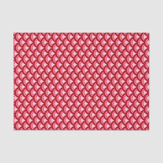 Art Deco wave pattern - red and fuchsia Tissue Paper (Front)