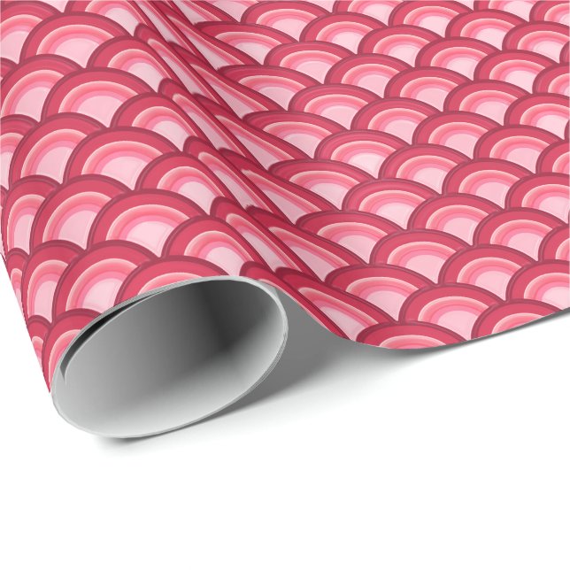 Art Deco wave pattern - red and fuchsia Wrapping Paper (Roll Corner)