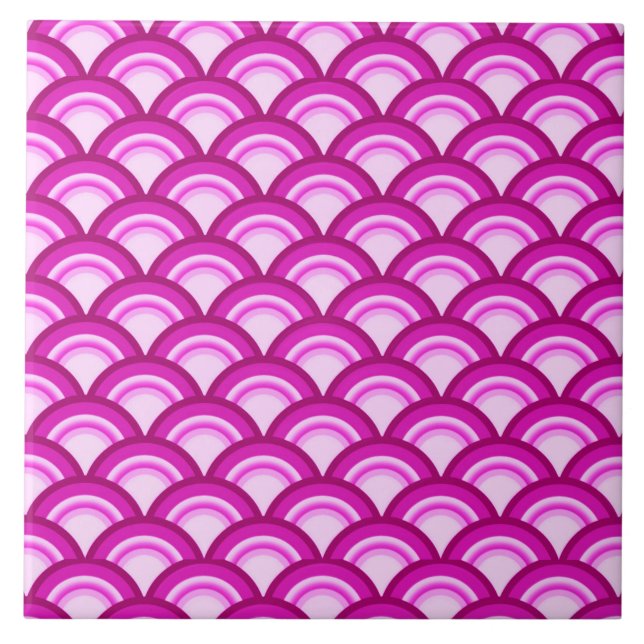 Art Deco wave pattern - shades of orchid Tile (Front)