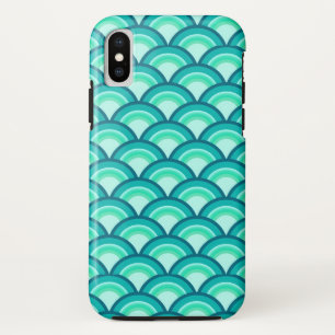 Art Deco wave pattern - shades of turquoise iPhone XS Case
