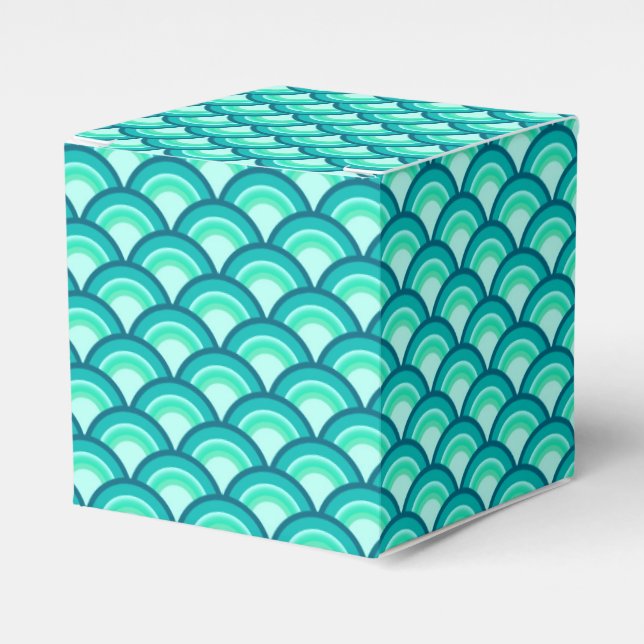Art Deco wave pattern - shades of turquoise Favor Box (Front Side)