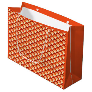 Art Deco wave pattern - tangerine orange Large Gift Bag