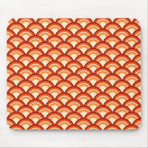 Art Deco wave pattern - tangerine orange Mouse Pad