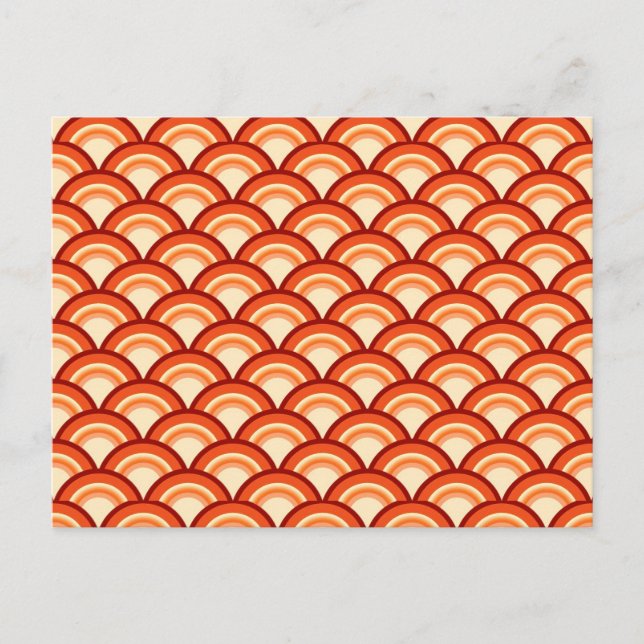 Art Deco wave pattern - tangerine orange Postcard (Front)