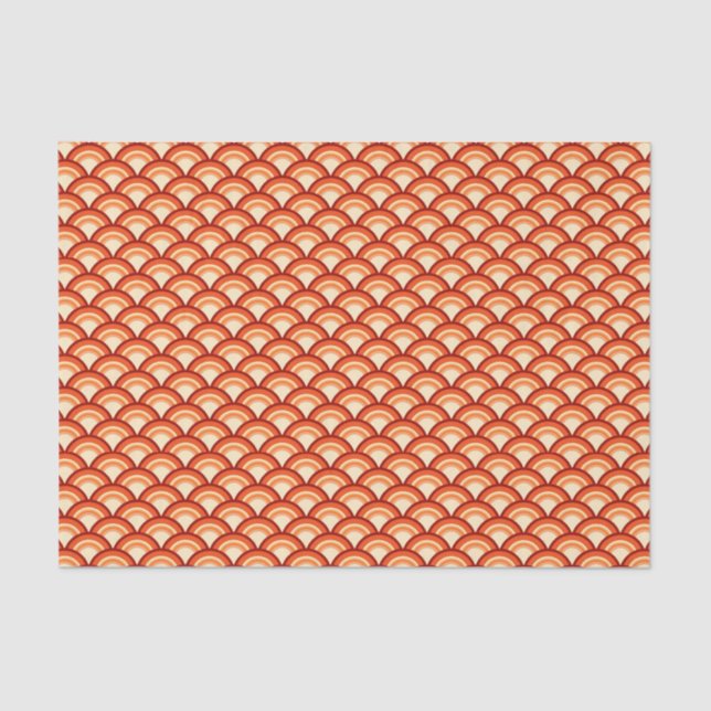 Art Deco wave pattern - tangerine orange Tissue Paper (Front)