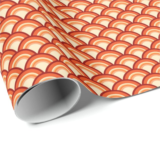 Art Deco wave pattern - tangerine orange Wrapping Paper (Roll Corner)