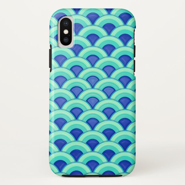 Art Deco wave pattern - turquoise and cobalt Case-Mate iPhone Case (Back)