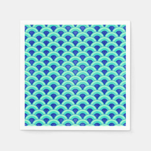 Art Deco wave pattern - turquoise and cobalt Napkin