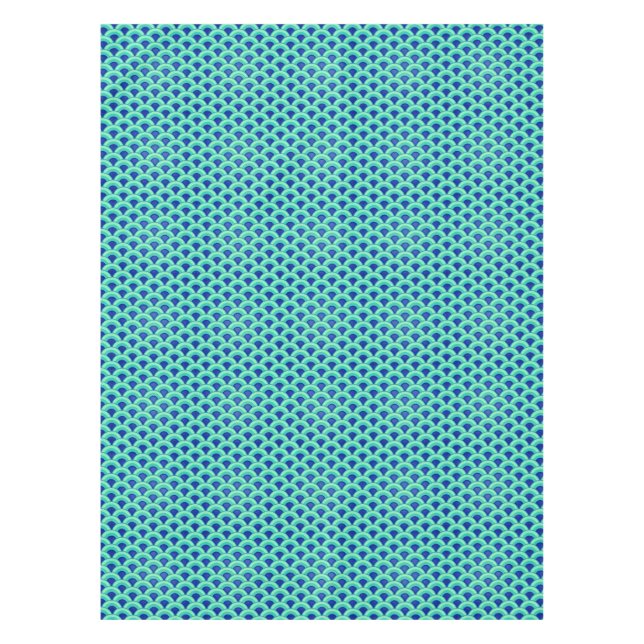 Art Deco wave pattern - turquoise and cobalt Tablecloth (Front)