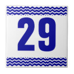 Art Deco Waves Number Tile<br><div class="desc">Art Deco Number Tile - Blue on white with a wave or water border. Miami</div>