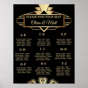 Art Deco Wedding Alphabetical Seating  Poster