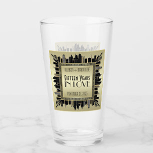 Art Deco Wedding Anniversary Champagne Gold Gatsby Glass