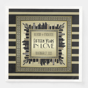 Art Deco Wedding Anniversary Champagne Gold Gatsby Napkin