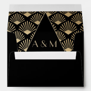 Art Deco Wedding Black Gold Roaring Twenties Envelope