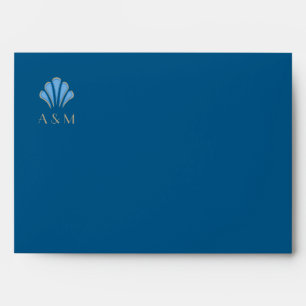 Art Deco Wedding Blue Roaring Twenties  Monogram Envelope