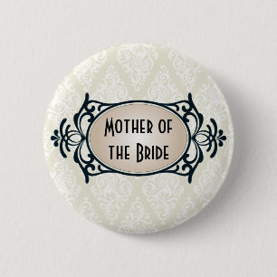 Art Deco Wedding Bridal Party 2 Inch Round Button