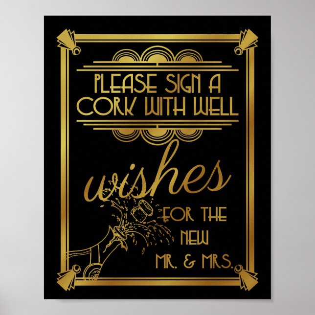 art deco wedding, cork, well wishes, gatsby poster (Front)
