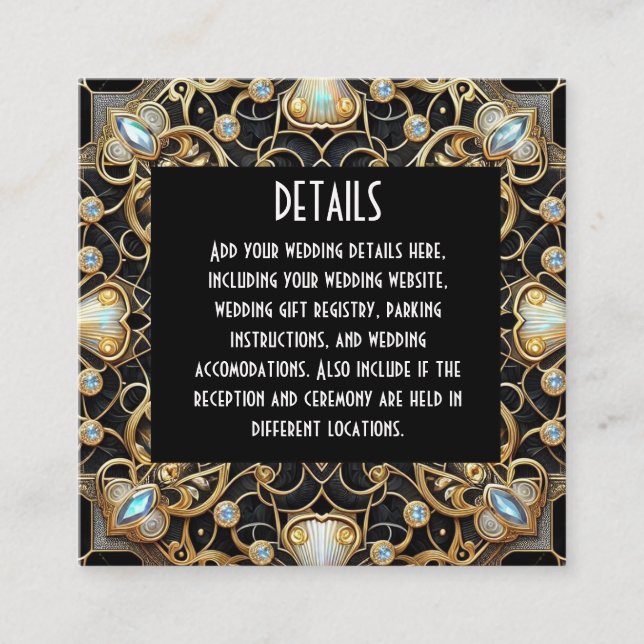 Art Deco Wedding Details Enclosure Cards (Front)