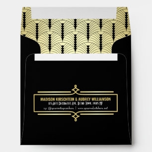 Art Deco Wedding Elegant Gold Black Gatsby Envelope