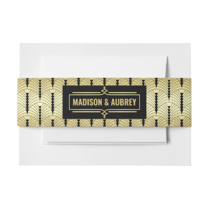 Art Deco Wedding Elegant Gold Black Great  Invitation Belly Band
